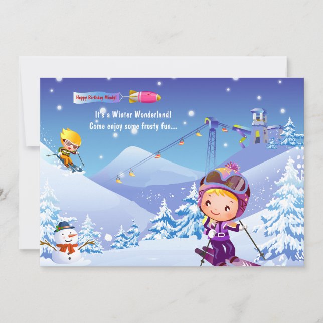 Invitation À Tot De Ski De Neige (Devant)