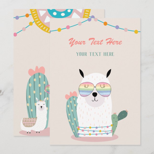 Invitation à tout événement Llama (Devant / Derrière)