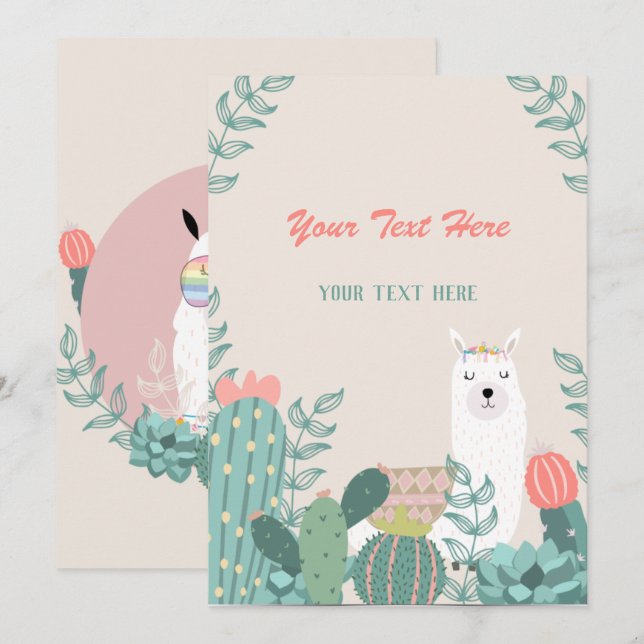 Invitation à tout événement Llama (Devant / Derrière)