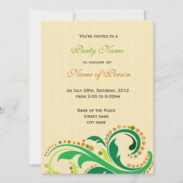 Invitation à toutes les fêtes, florale tourbillonn (Devant)
