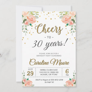 Invitation À trente ans, mesdames, fête d'anniversaire 30 ans