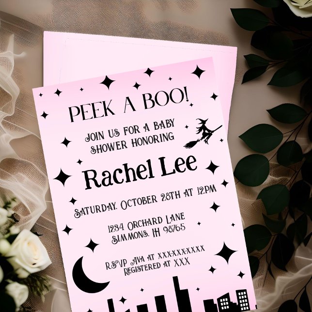 Invitation à un Baby shower d'Halloween rose Boo (Créateur téléchargé)