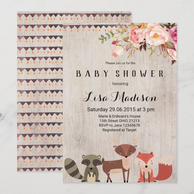 Invitation à un Baby shower neutre pour les femmes (Devant / Derrière)