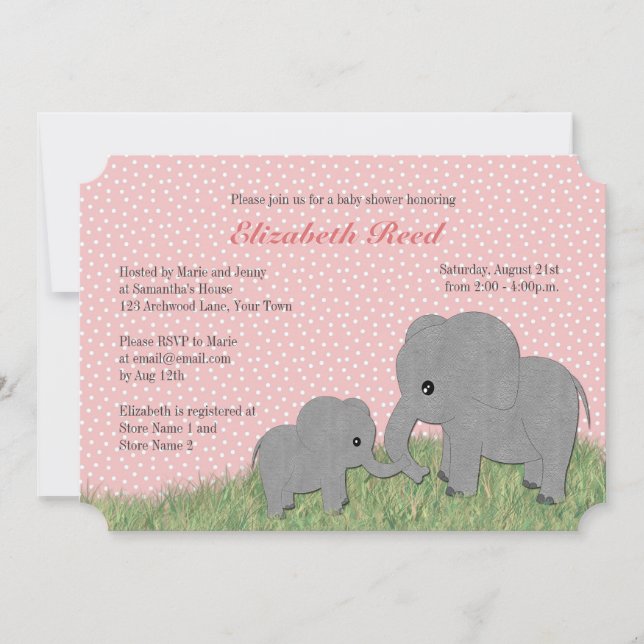 Invitation à un Baby shower rose pour maman et béb (Devant)