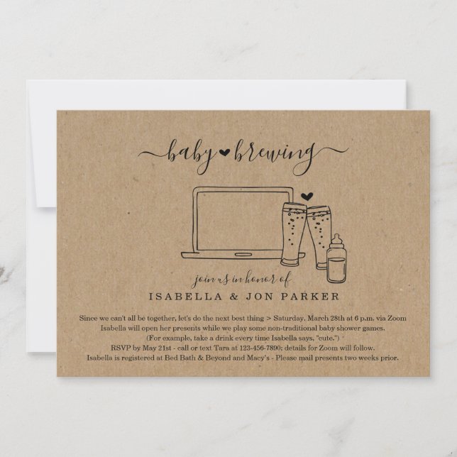 Invitation à un Baby shower virtuel pour bébés (Devant)