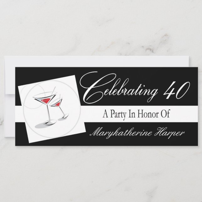 Invitation à un cocktail de 40e anniversaire (Devant)