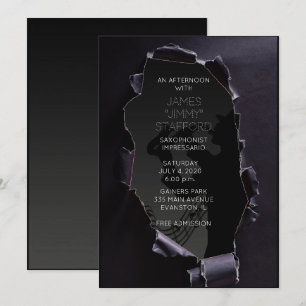invitation à un concert de saxophoniste en papier 