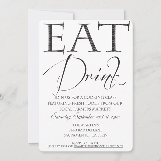 Invitation à un cours de cuisine / démonstration (Devant)