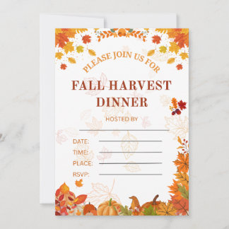 Invitation à un dîner cosy de récolte d'automne