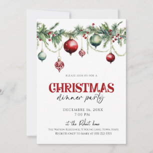 Invitation à un dîner de Noël élégant Fête de vaca