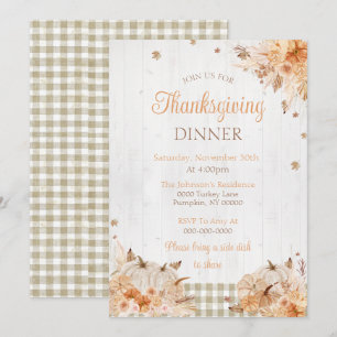 Invitation à un dîner de Thanksgiving rustique