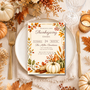 Invitation à un dîner de Thanksgiving rustique