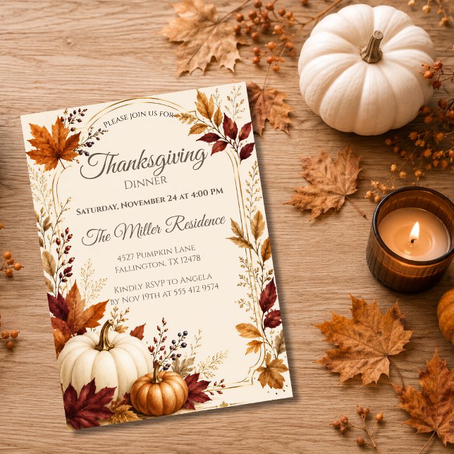 Invitation à un dîner de Thanksgiving rustique (Créateur téléchargé)
