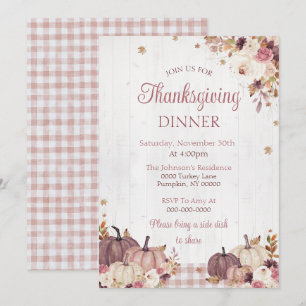 Invitation à un dîner de Thanksgiving rustique