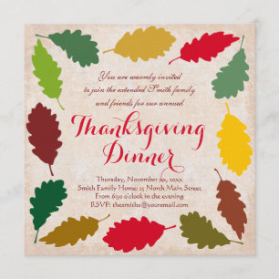 Invitation à un dîner traditionnel de thanksgiving