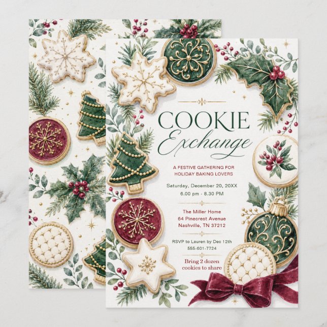 Invitation à un échange de biscuits de Noël (Devant / Derrière)