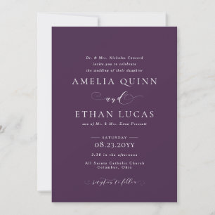 Invitation à un élégant mariage de automne de prun
