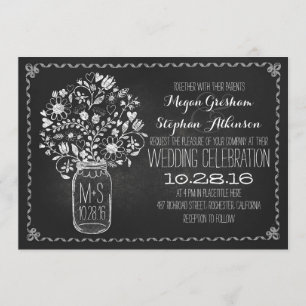 invitation à un mariage à la bocal de mason floral