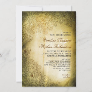 invitation à un mariage au design vintage usé