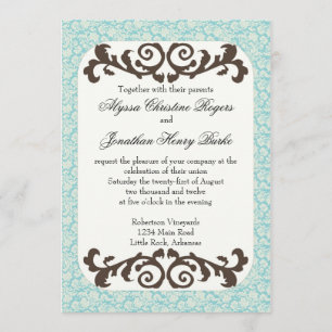 Invitation à un mariage bleu et Brown