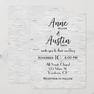 Invitation à un mariage de bouleau blanc