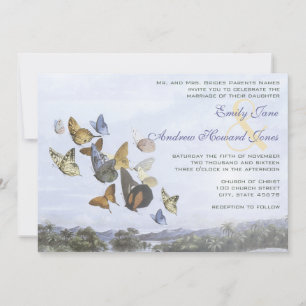 Invitation à un mariage de papillon et palmier de