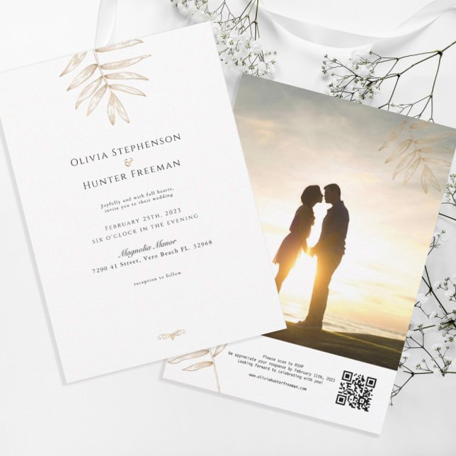 Invitation à un mariage de photos de code QR tropi (Créateur téléchargé)