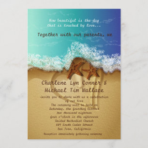Invitation à un mariage de plage de 5 po x 7 po