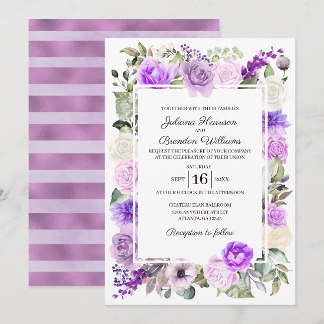 Invitation à un mariage de printemps floral (Devant / Derrière)