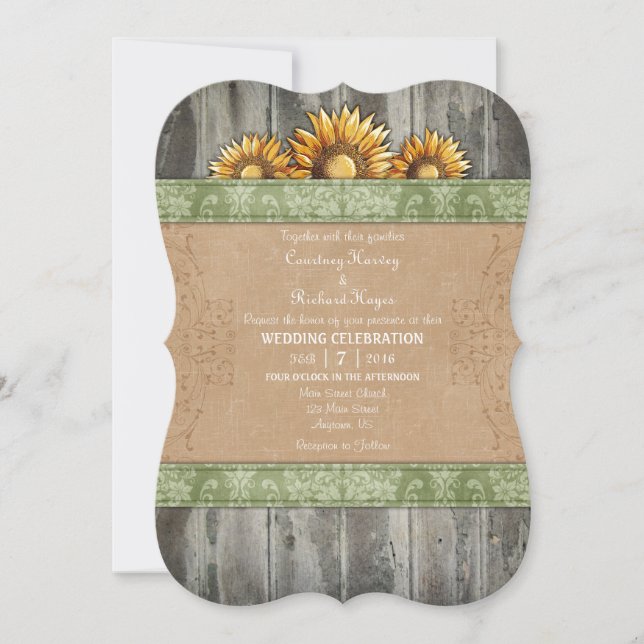 Invitation à un mariage de tournesol Brown de Sage (Devant)