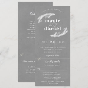 Invitation à un mariage d'hiver gris avec rsvp att