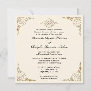 Invitation à un mariage d'or à l'élégance Golden A