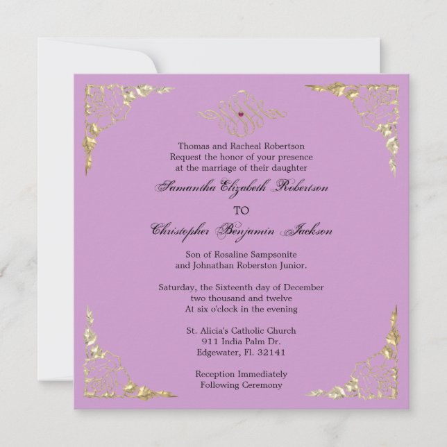 Invitation à un mariage d'or à l'élégance Golden A (Devant)