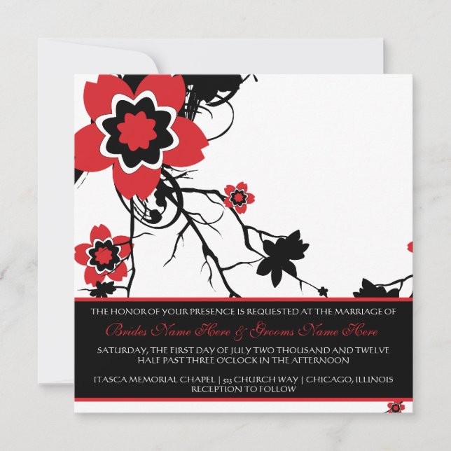 Invitation à un mariage en fleurs de cerisiers (Devant)