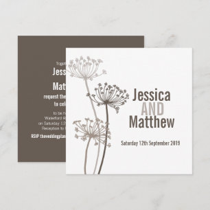 Invitation à un mariage fleur brun moderne Chervil