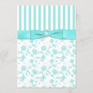 Invitation à un mariage floral à rayures bleues et
