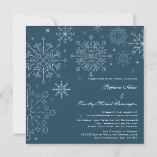 Invitation à un mariage hivernal bleu marine chic