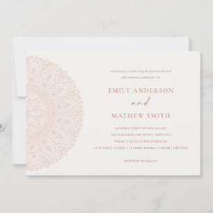 Invitation à un mariage Mandala classique rose vif
