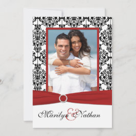 Invitation à un mariage photo rouge, blanc et noir
