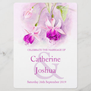 Invitation à un mariage rose pourpre avec l'aquare