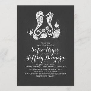 Invitation à un mariage sur la plage de Chalkboard