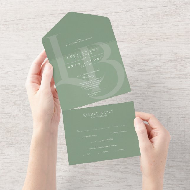 Invitation à un mariage tout-en-un de Sage moderne (Déchirure)