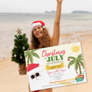 Invitation à un Noël en juillet, fête d'été amusan