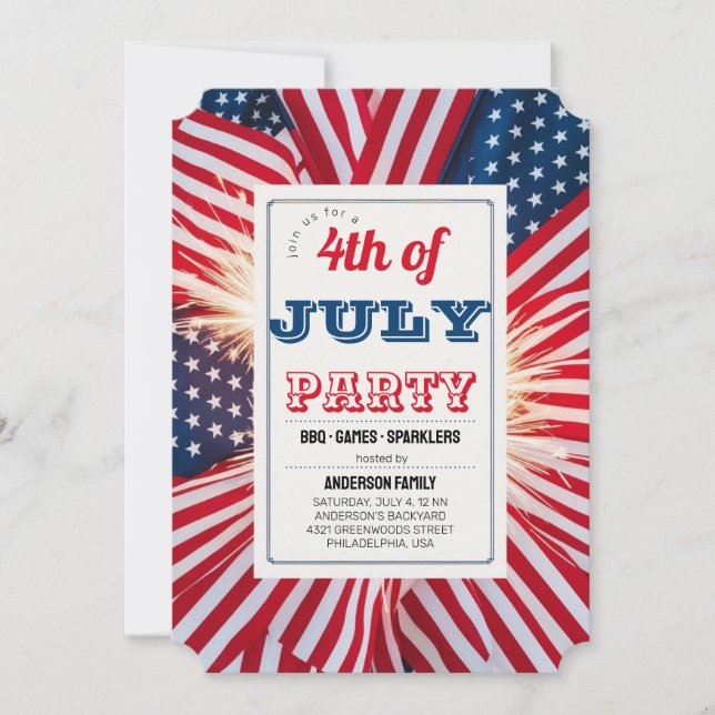 Invitation à une 4 juillet soirée barbecue (Devant)