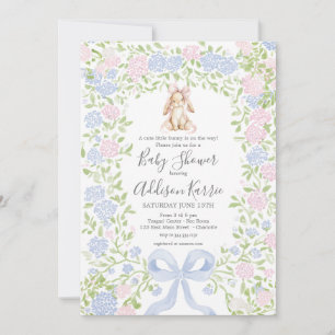 Invitation à une baby shower avec un lapin grandmi