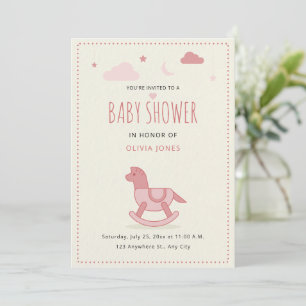 Invitation à une baby shower Cheval à Bascule, Bab