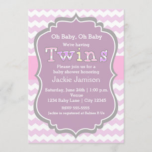 Invitation à une baby shower chevron violet pour f