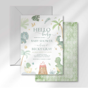 Invitation à une baby shower de dinosaure
