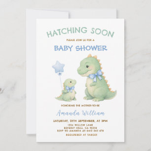 Invitation à une baby shower de dinosaure qui éclo