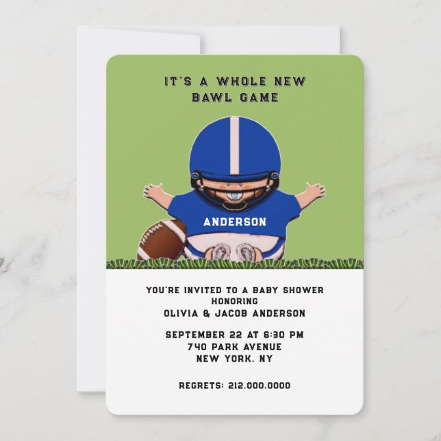 Invitation à une baby shower de football (Devant)